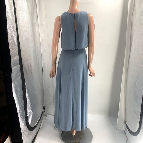 Lulu’s SIZE XS Powder Blue Sleeveless nw/Open Back Detail andDefined Waist Gown - Picture 7 of 10